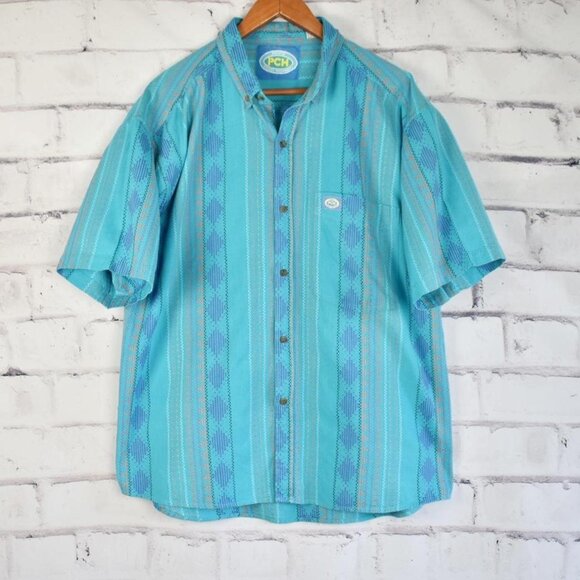Vintage 80s 90s PCH Pacific Coast Highway Woven Cotton Button Up Shirt - Picture 1 of 8